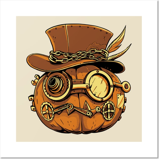 Steampunk pumpkin Halloween Wall Art by elaissiiliass